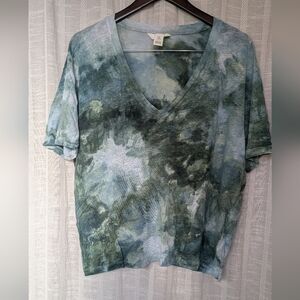 Hand-Dyed H&M Linen V-Neck Tee Size XL